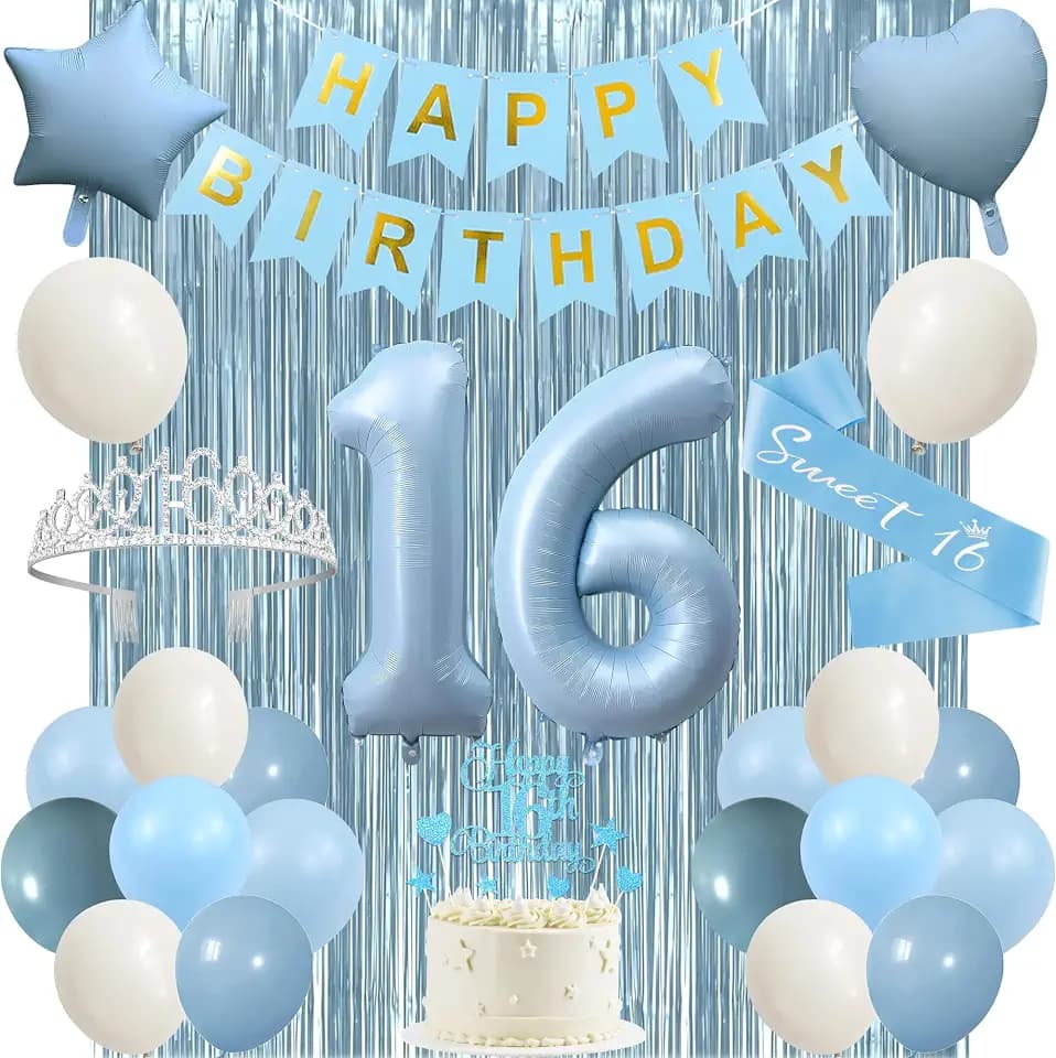 Trgowaul Light Blue Sweet 16th Birthday Decorations for Girls