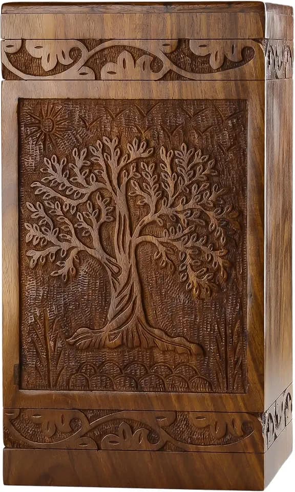 Tree of Life Wooden Urn for Human Ashes, X-Large 250 Cu in, Rosewood