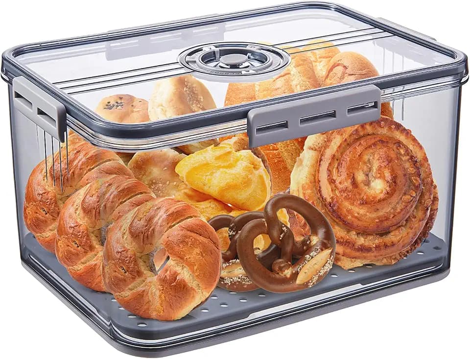 ANYPROLUS Bread Box for Homemade Bread Boxes for Kitchen Counter Airtight, Time Recording Bread Storage Container with Lid, Bread Containers Storage Airtight Loaf Bread Keeper, Large