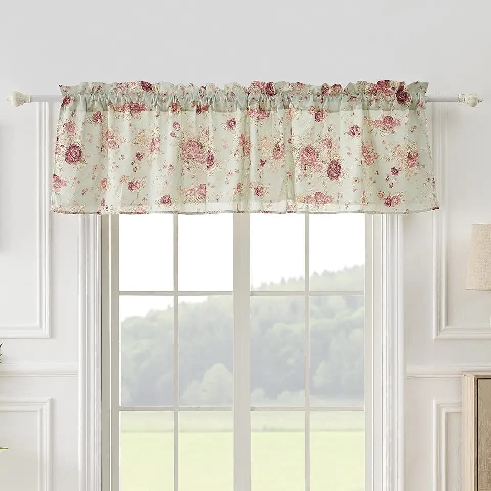 Greenland Home Antique Rose 100% Cotton Window Treatment, Valance, Blue