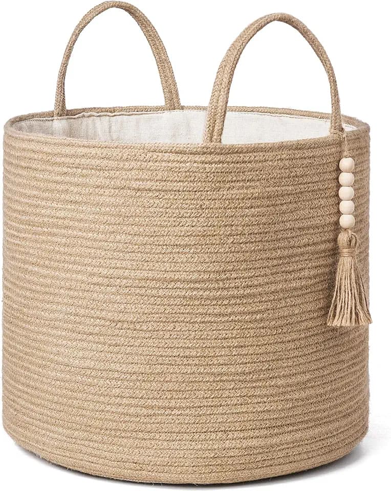 Mkono Woven Storage Basket for Blanket, Toys Plant Organizer, 16"W x 13.8"L