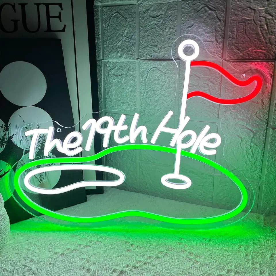 Golf Neon Signs for Wall Decor Dimmable The 19th Hole LED Neon Light