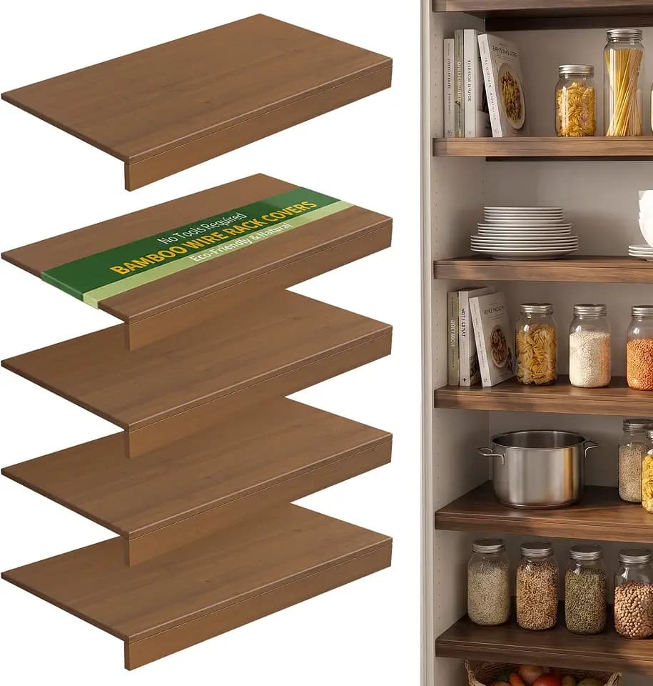 Wire Shelf Covers, Bamboo Wire Rack Covers (4PCS, 36" W x 12" D) Walnut
