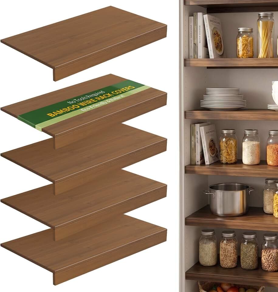 Wire Shelf Covers, Bamboo Wire Rack Covers (5PCS, 36" W x 16" D) Walnut