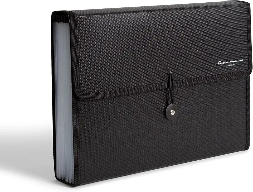 U Brands 13-Pocket Fashion Performance Expandable File Folder (Black)