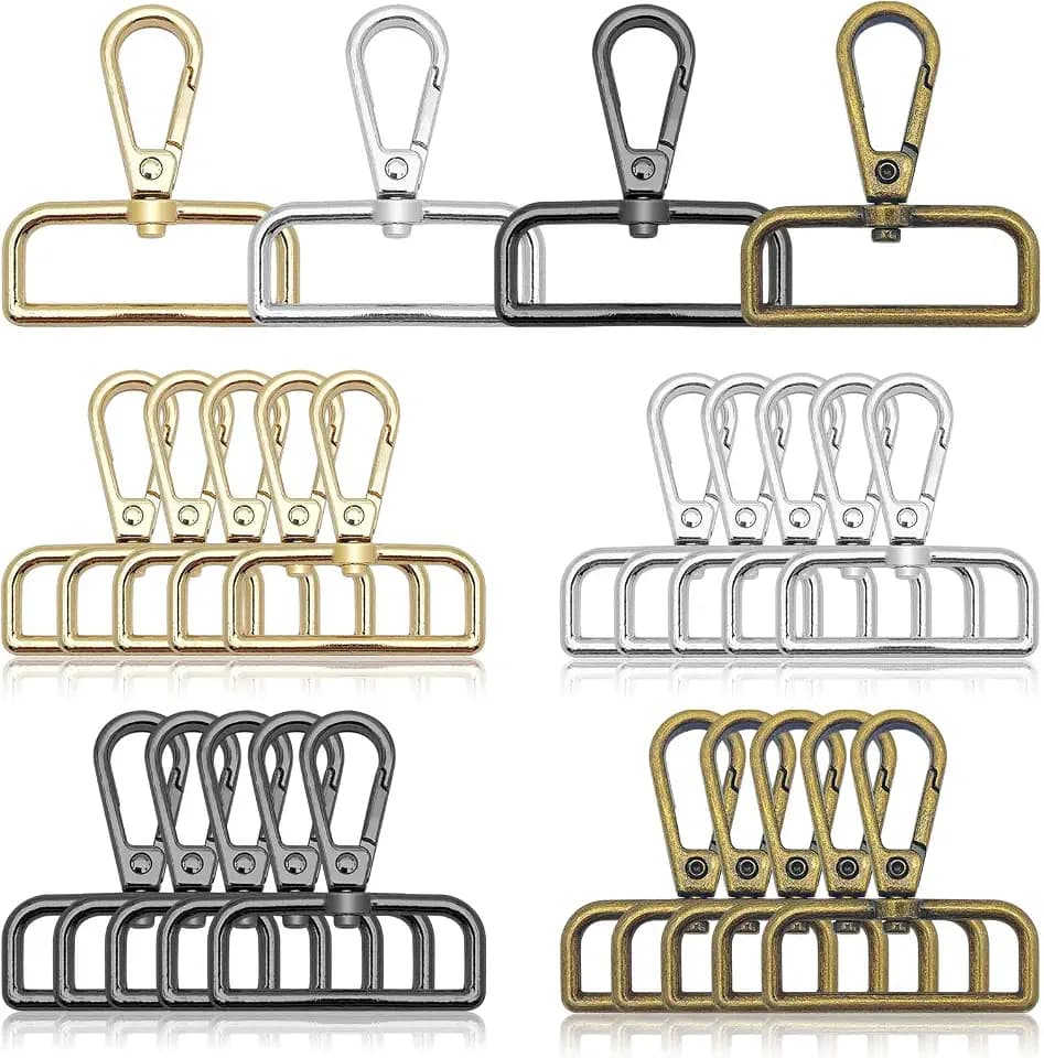 24Pcs 1 1/2 Inch Lobster Claw Swivel Clasps,Metal D Ring Swivel Snap Hooks Lobster Lanyard Clasp Clips Hook for Keychain Lanyard Jewelry DIY Crafts Purse Bag Making(4Colors,3.8cm Inside Diameter)