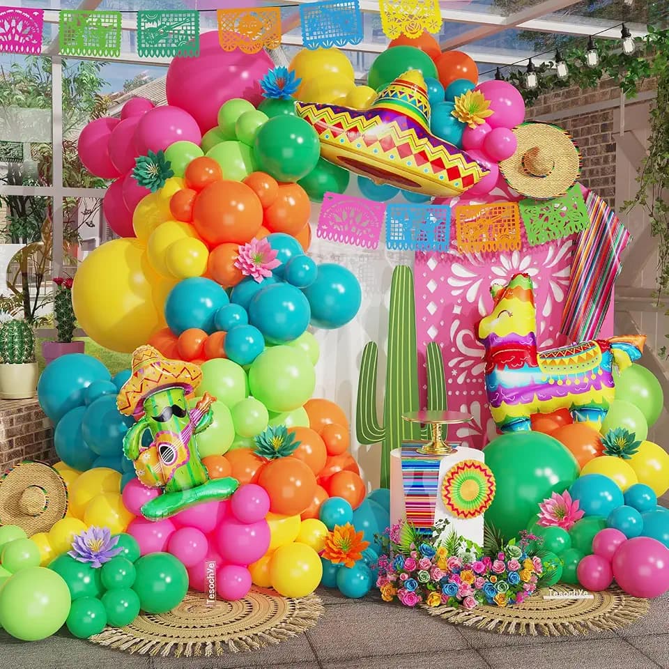 Mexican Fiesta Balloon Arch Kit,Cinco De Mayo Fiesta Party Decorations