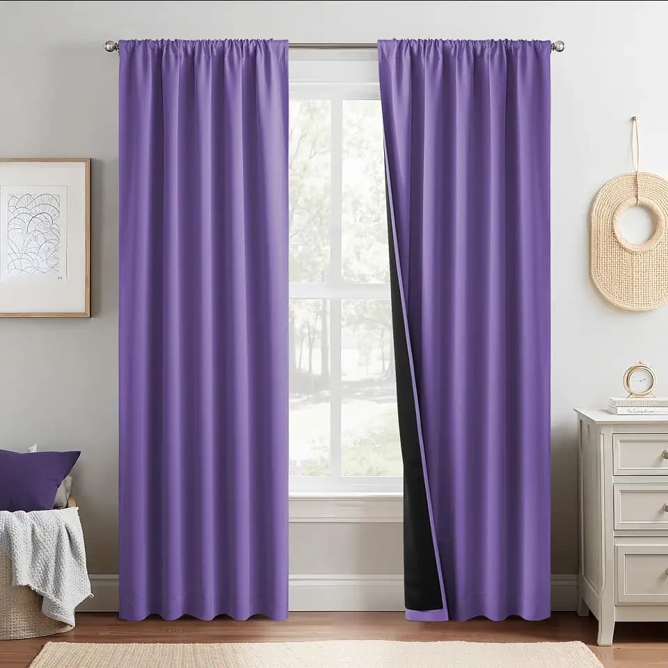 NICETOWN Lilac Purple Blackout Curtains 52 x 84 inches Long for Bedroom