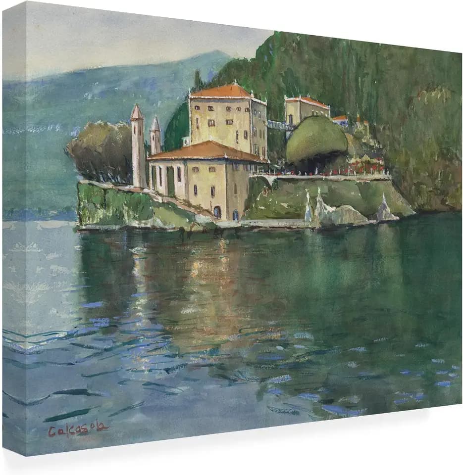 Wrapped Canvas Wall Art - Stephen Calcasola 'Tim's View of Villa Del Balbianello' Wall Art for Living Room, Bedroom, or Office Décor - 18x24