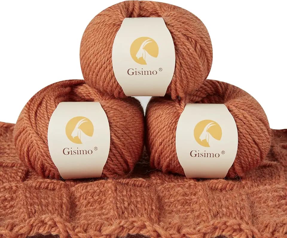 100% Merino Wool Yarn, 3-Ply Luxurious and Soft Yarn for Hand Knitting & Crocheting (Amber, 3Balls)