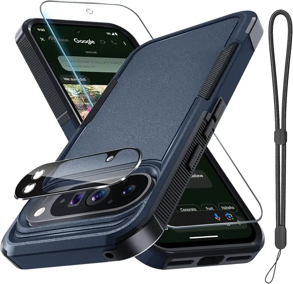 for Google Pixel 10 Pro XL Case with Lanyard Strap,Navy Blue