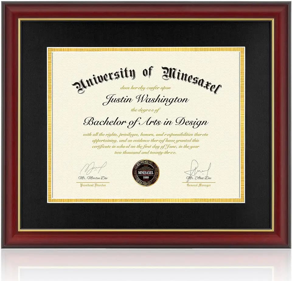 15x18 Diploma Frames with 11x14 Black Mat Display Documents 11 x 14 or 15 x 18 without Mat, 14x11 Cherry Red Frame for Wall Mounting