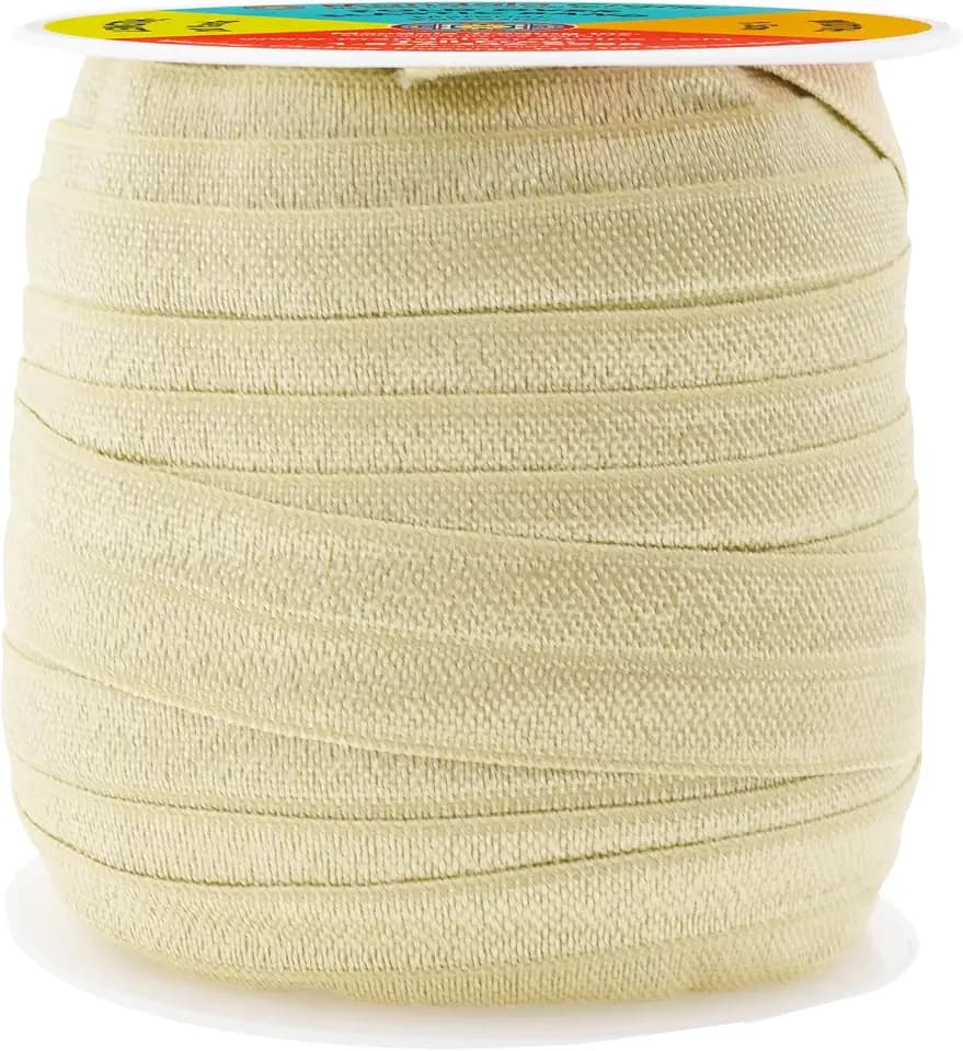 Mandala Crafts 5/8 Inch Beige Fold Over Elastic Ribbon for Hair Ties