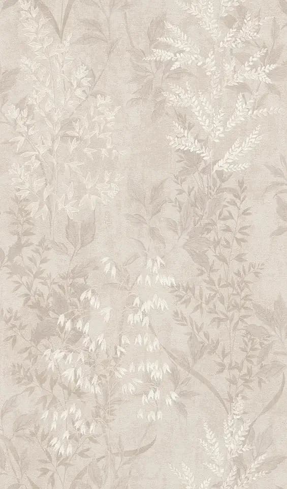 Tapete 285000 - Helle Papiertapete mit kleinen Pflanzen in Beige - 10,05m x 0,53m (LxB)