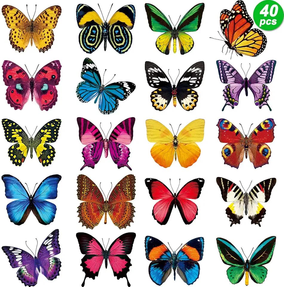 Outus 40 Pcs Butterfly Window Stickers Clings Bird Strike Alert Decals