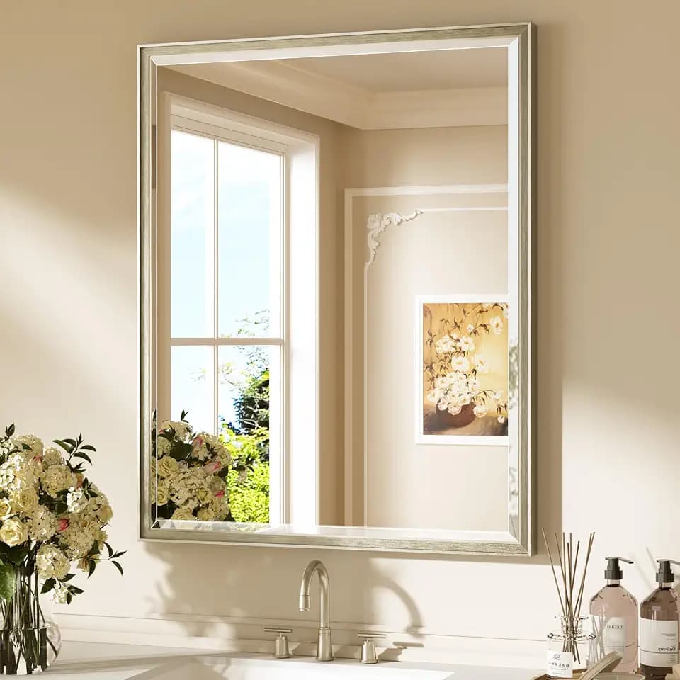 Keonjinn 30" x 36" Brushed Nickel Bathroom Mirrors for Over Sink, Rectangle