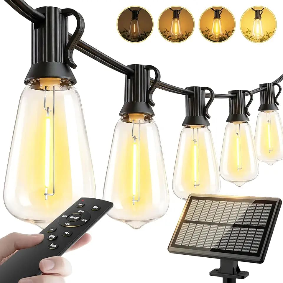65ft Solar String Lights Outdoor - Waterproof Solor Powered Patio Light