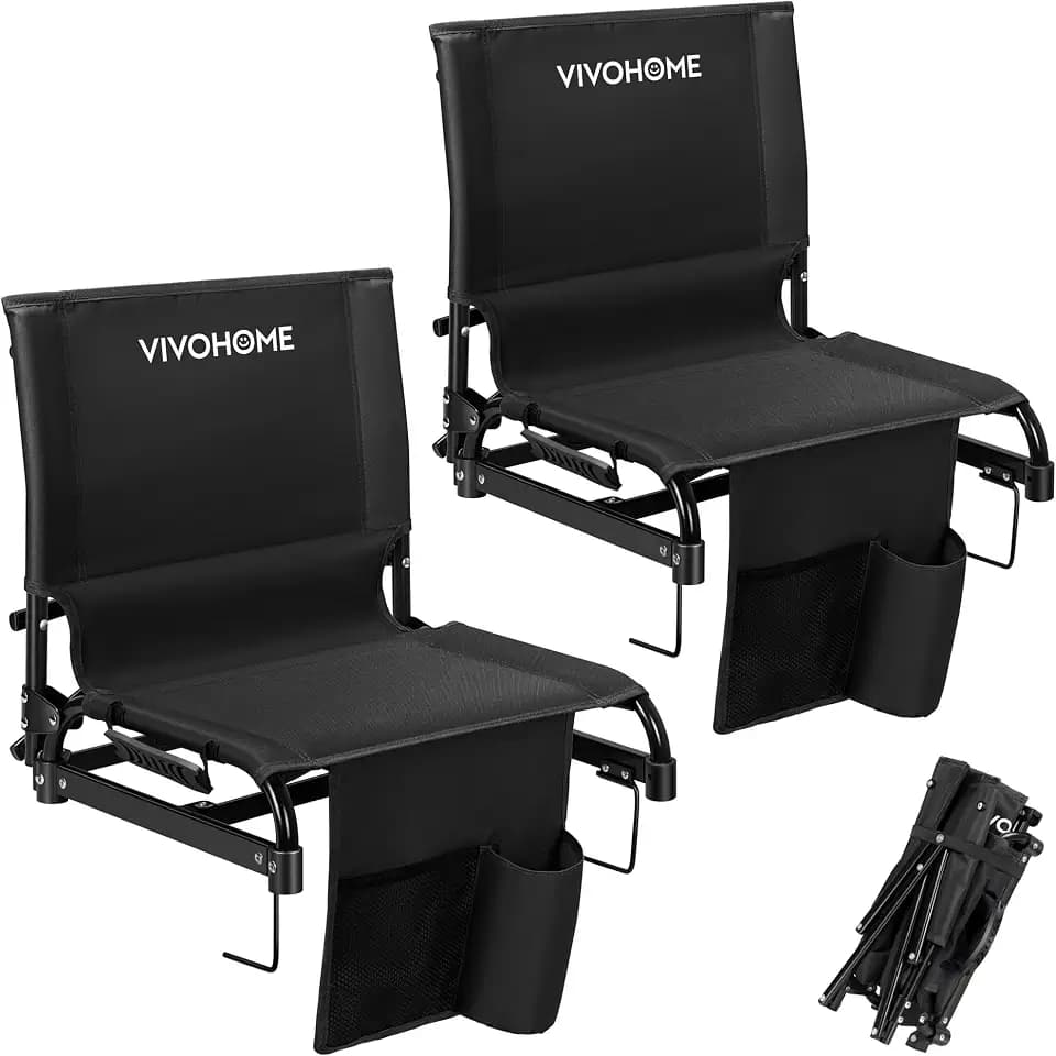 VIVOHOME Ultra-Compact Folding Stadium Seats with Back Support