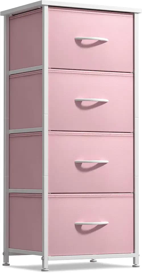 Sorbus Dresser, Wood Top & Fabric Drawers (Pink)