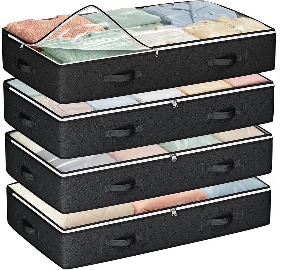 Budding Joy Under Bed Storage Containers with Clear Lids, 4 Pack