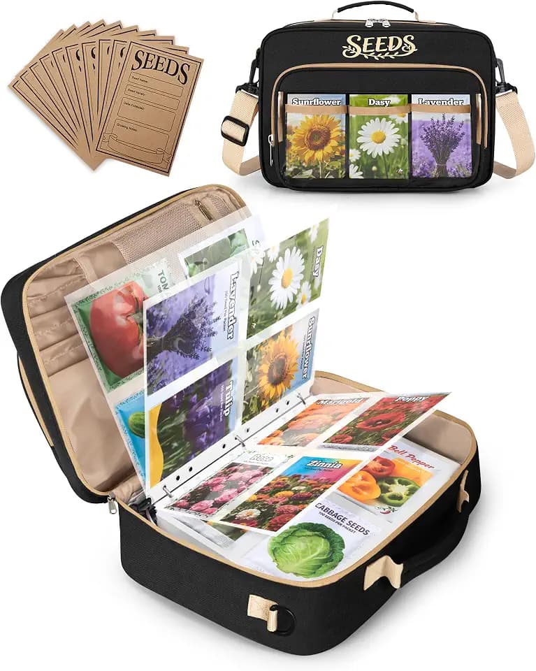 Seed Storage Organizer Binder with 20 Reusable Seed Envelopes