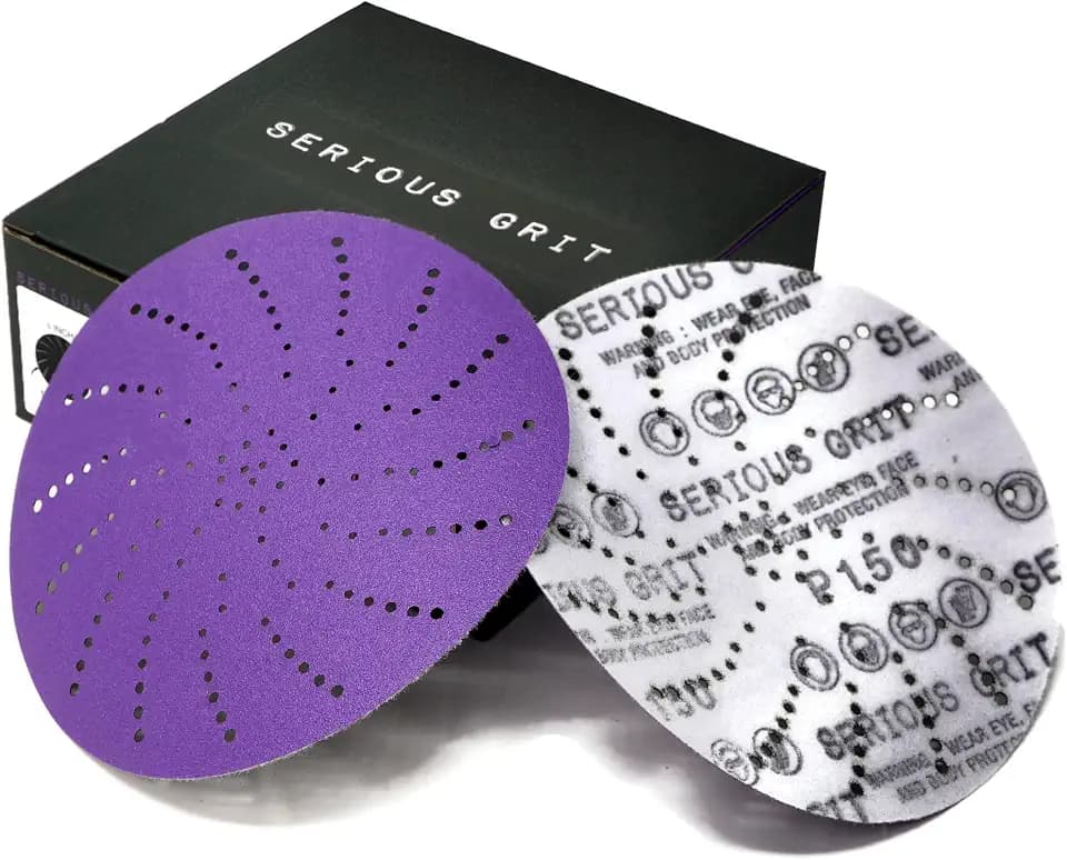 Serious Grit - 6-Inch P150 Grit Ceramic Multi-Hole Sanding Discs - 50 Pack