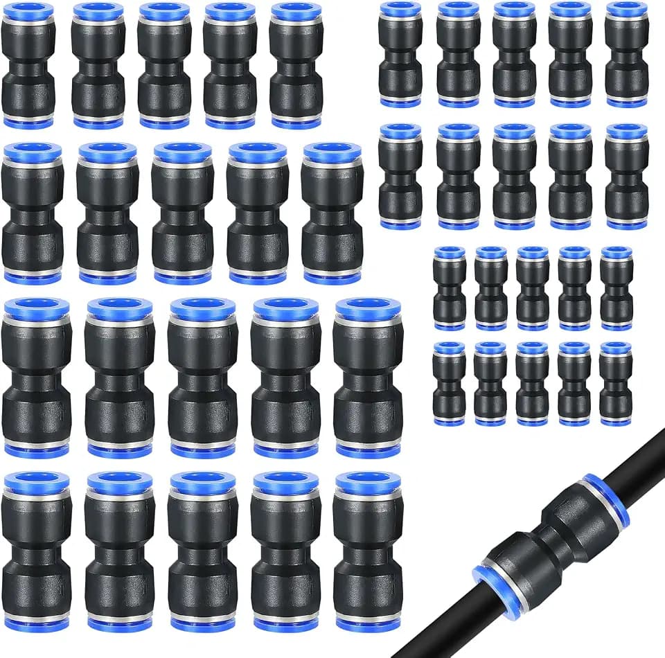 CONNECTION 40 Stück Gerade Pneumatik Steckverbinder 4,6,8,10,12 mm Push In Schnellkupplung Pneumatische Fittings Druckluft Steckverbinder Pneumatikverbinder für Verbindung von Luft Schlauch