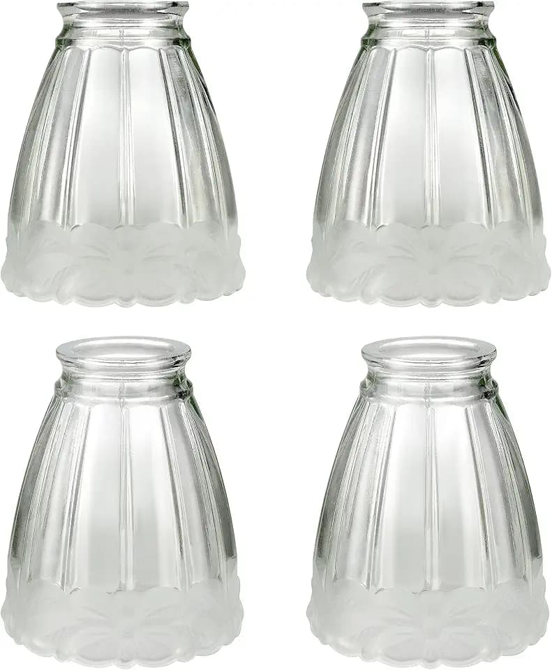 Aspen Creative 23173-4 Transitional Clear & Sandblasted Ceiling Fan Replacement Glass Shade.2-1/8"Fitter, 5-1/2"Diameter x 4-3/4"Height. 4 Pack