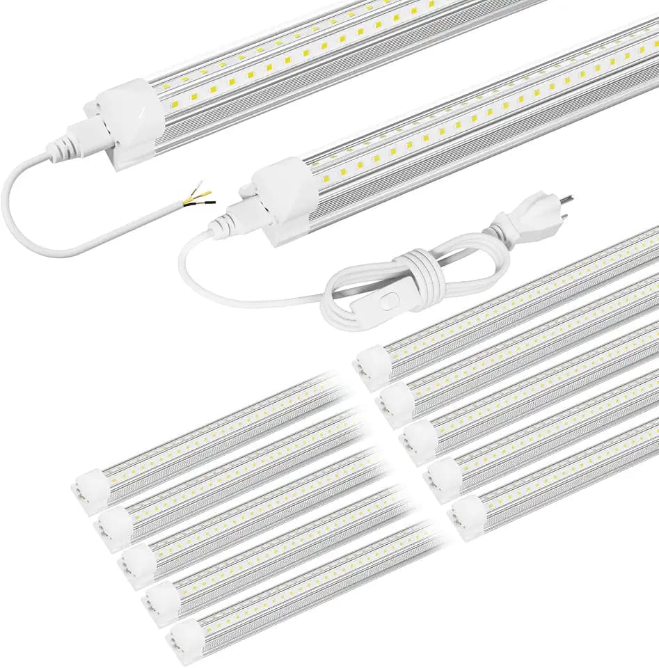 ONLYLUX Very Bright 5ft LED Shop Light 10 Pack, 45W 6750LM 6500K Daylight