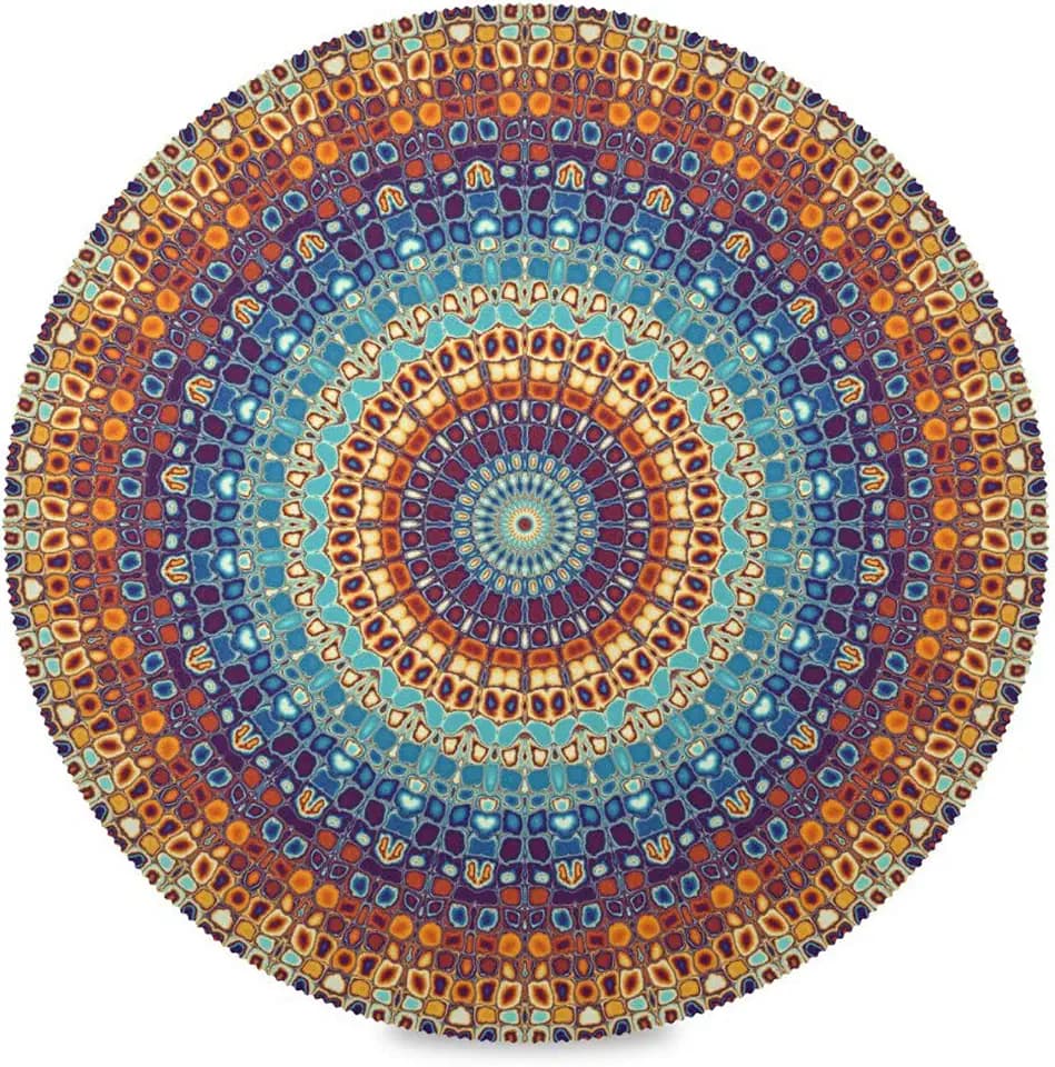 Kigai Mandala Round Placemats Set of 4, Non-Slip Table Mats Washable Heat Resistant Place Mats for Kitchen Dining Table Home Decor,15.4 Inch