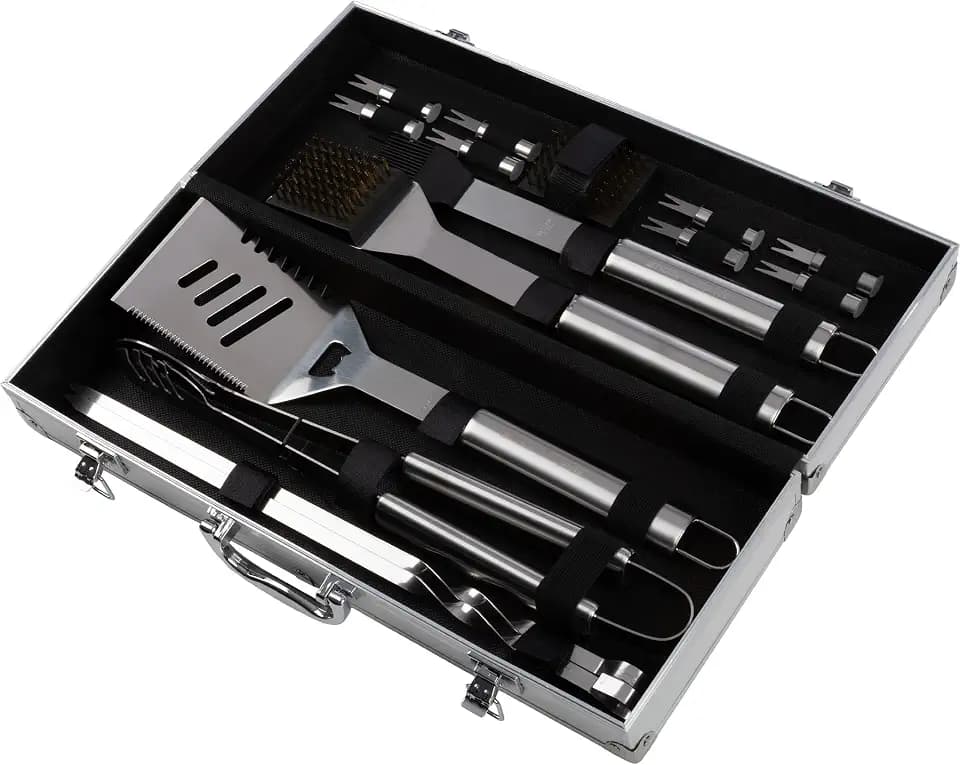 Home-Complete Stainless Steel BBQ Grill Accessories Set, 16-Piece-Set