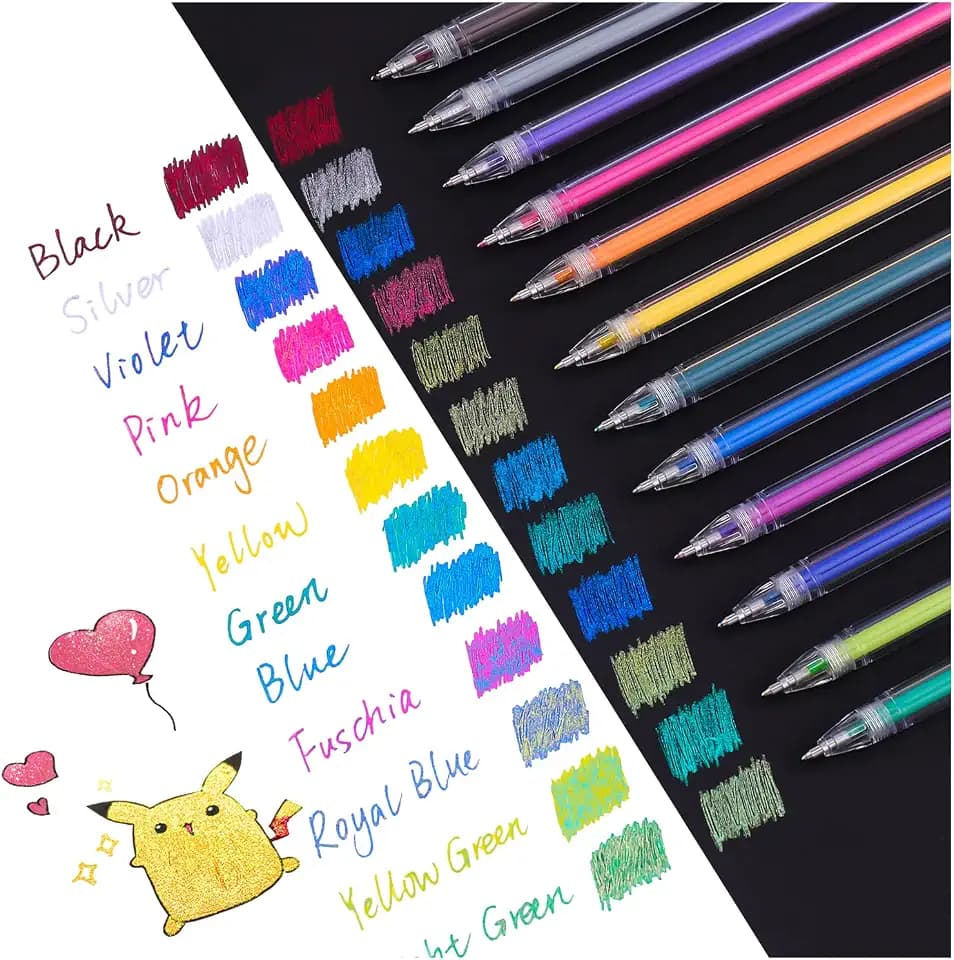 Dyvicl Dual Metallic Gel Pens, Liquid Glitter Gel Pens for Coloring, Doodling, Drawing, Scrapbooking, Card Making, Illustrations, Journaling, Set of 12