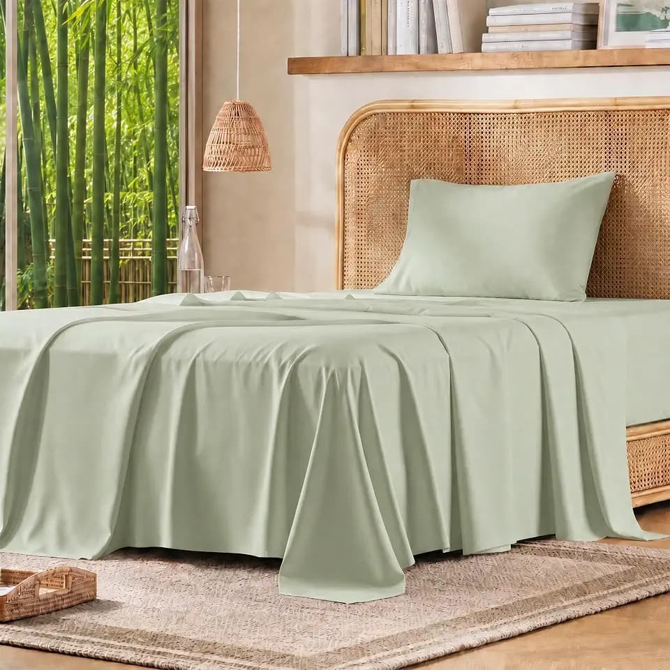 Comfort Spaces Twin Sheet Set 3pcs, Rayon Derived from Bamboo, Sage Green