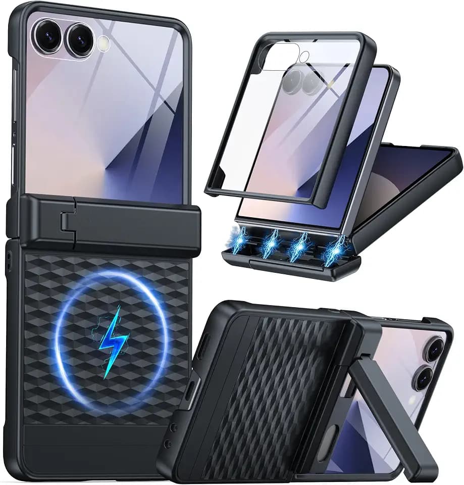 Magnetic Case for Samsung Galaxy Z Flip 7, Built-in Protector