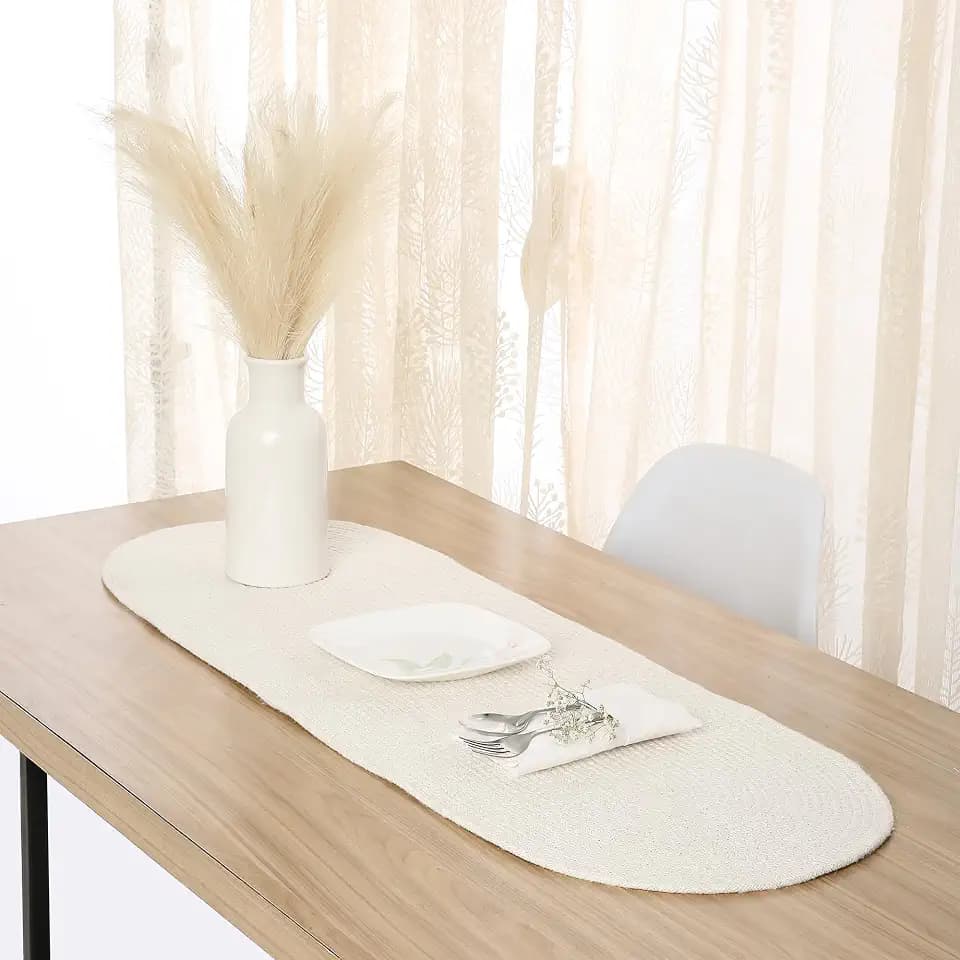 Encasa XO Table Runner, Handmade Ribbed Cotton 12"x36"