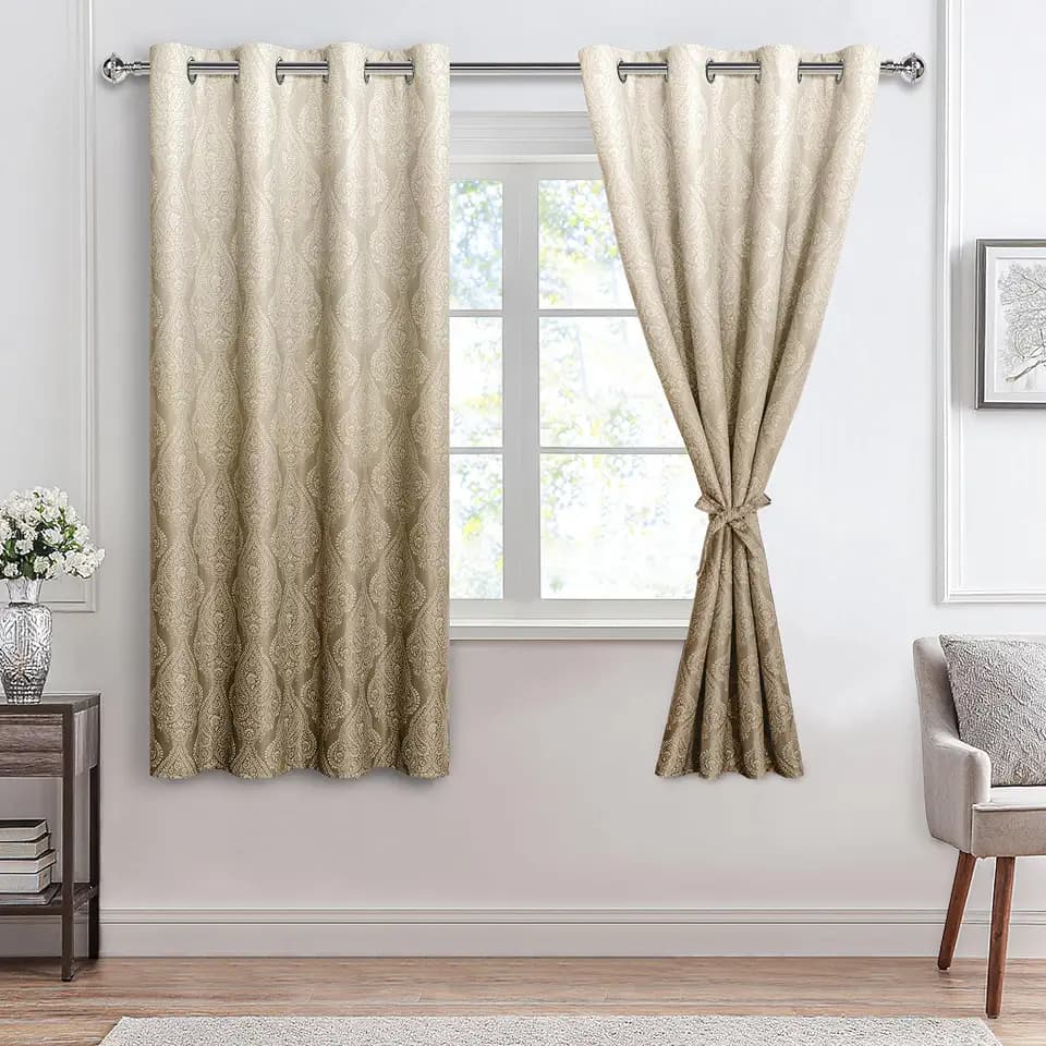 Hiasan Ombre Damask Blackout Curtains Taupe 52W X 63L Inch 2pcs