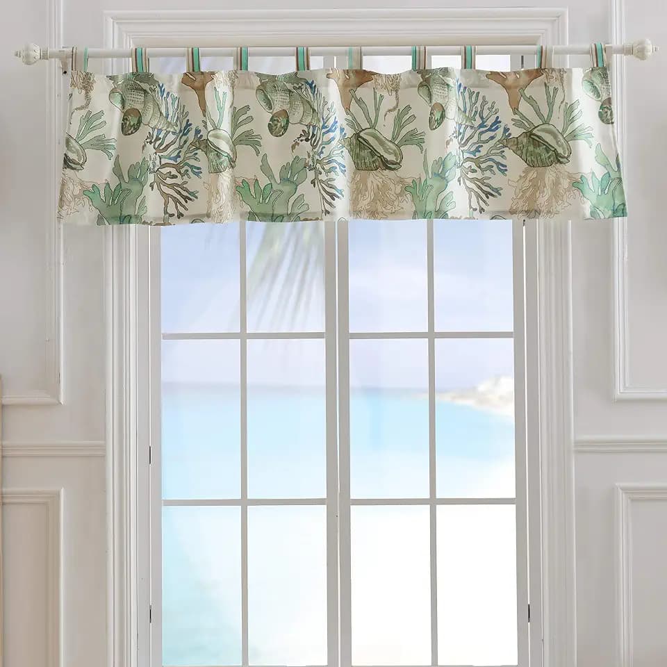 Barefoot Bungalow Atlantis Window Valance, 84x19-inch, Jade