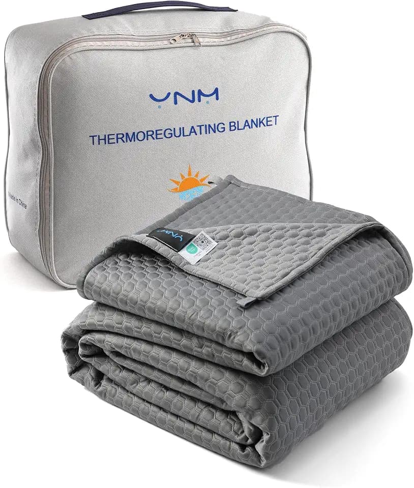 YnM Thermoregulating Blanket for Couples, Suit for Hot Sleeper and Cold Sleeper in One Bed(Queen, 90x90 inches, Dark Gey)