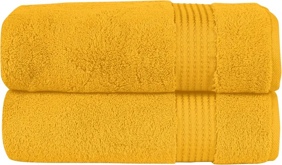 Elegant Comfort Premium Turkish Cotton 2 Pack Bath Towel Set - 27 x 54 inch, Luxurious Hotel Spa Quality 100% Turkish Cotton 2PC Bath Towel Set - Highly Absorbent - Soft Bathroom Towels, Orange