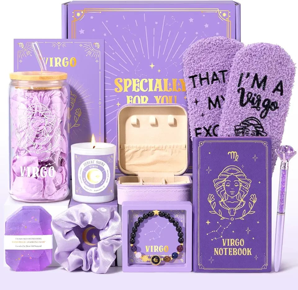 Virgo Gifts for Women, 12PCS Purple Virgo Zodiac Gift Set for Women