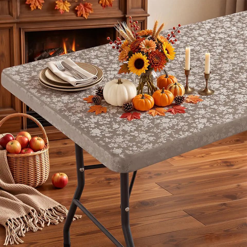 Smiry Heavy Duty Vinyl Fitted Tablecloths for 6 Foot Rectangle Tables