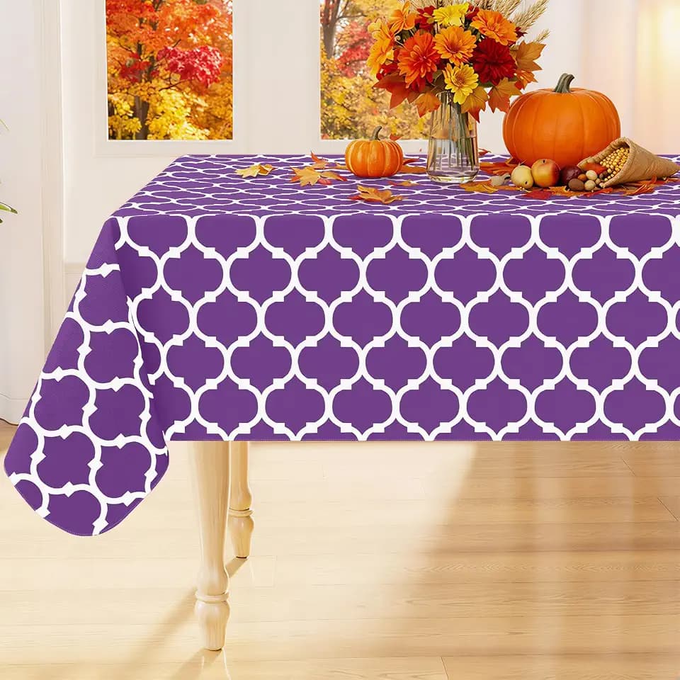 Smiry Rectangle Table Cloth, Flannel Backed Vinyl Tablecloth, 60"x120"