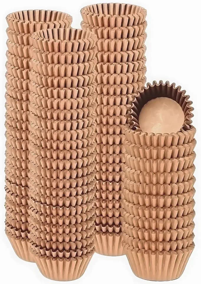qiqee Natural Brown Cupcake Liners, 1000 Count, Mini Size