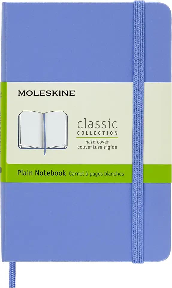 Moleskine Classic Notebook, Pocket, Plain, Hydrangea Blue, Hard Cover (3.5 x 5.5)