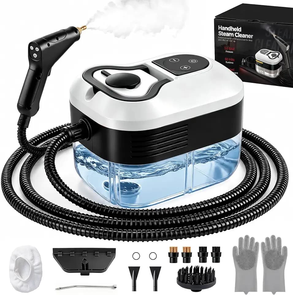 Steam Cleaner, Handheld Steam Cleaner for Cleaning, Portable Steam Cleaner with 6-Level Adjustable & Quick Heat-Up, Steam Cleaner for Home, Kitchen, Bathroom, Tile, Grout, Dirt, Car Detailing (White)