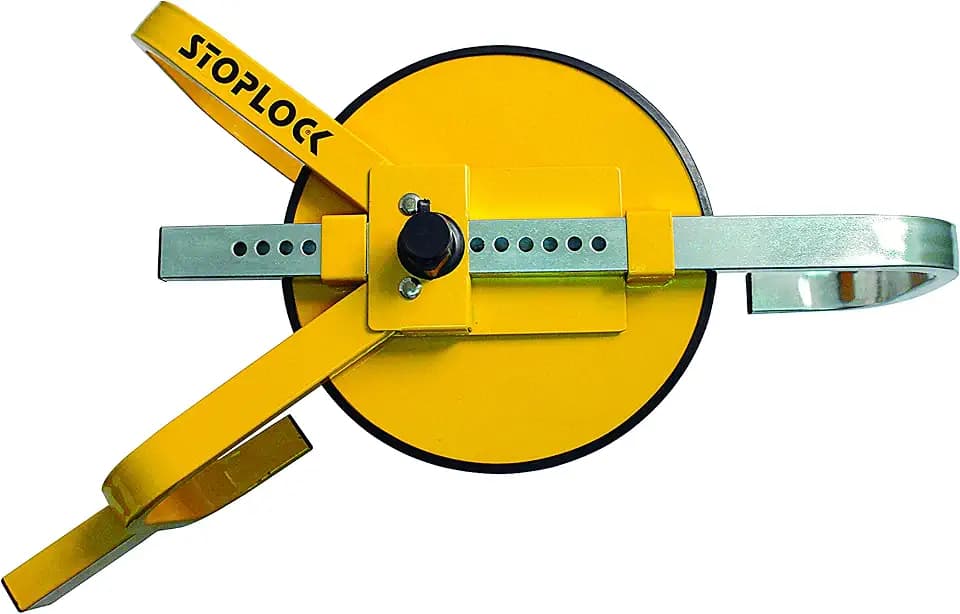 Stoplock Radkralle HG 400-00 - sichere Diebstahlsicherung für Pkw, Wohnwagen, Anhänger, andere Fahrzeuge mit kleinen Rädern, Gelbe