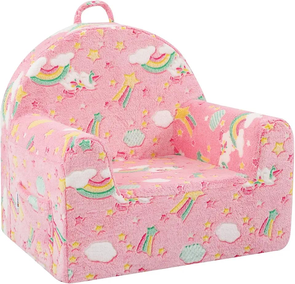MeMoreCool Kids Chair, Glow Colorful Unicorn Kids Couch Sofa for Ages 3+