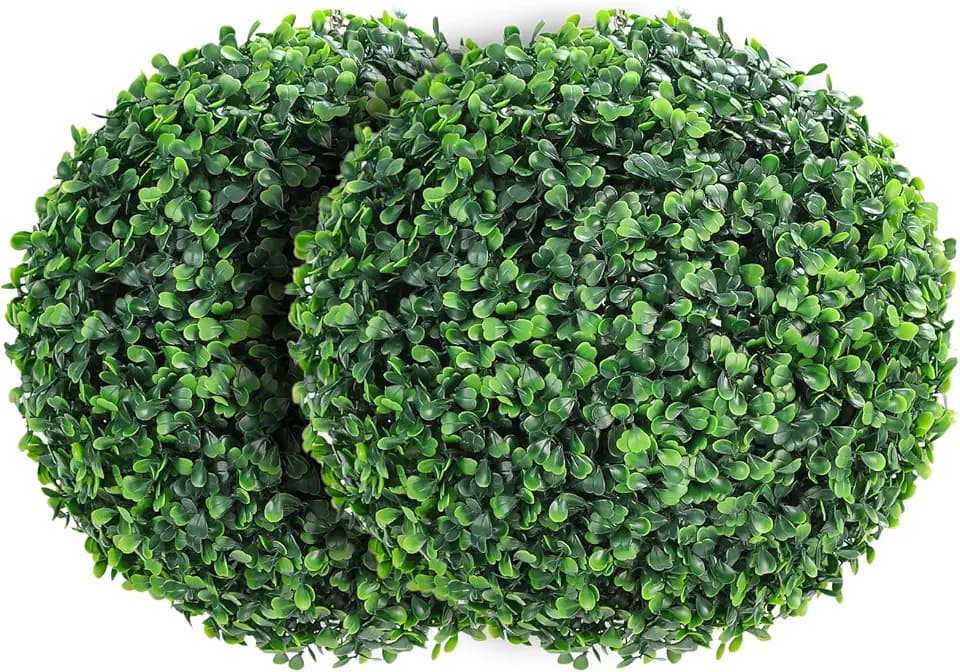 GarveeHome 2Pcs 19 in Artificial Topiary Balls, Outdoor Faux Boxwood Balls