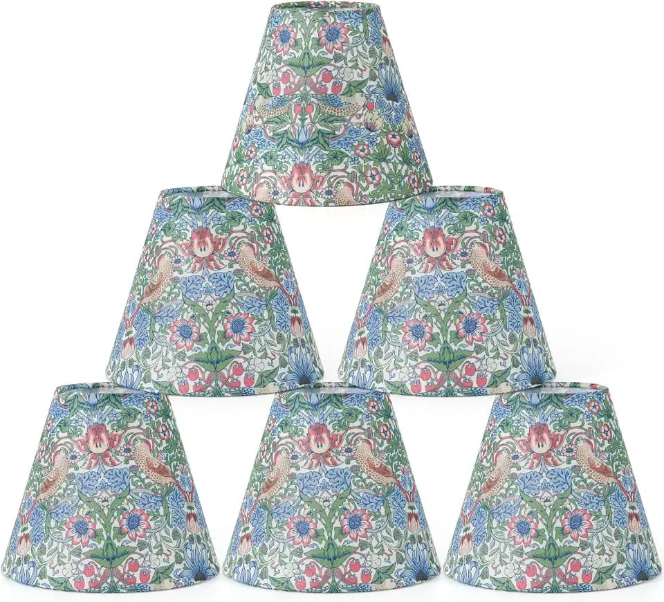 VIHOSE 6 Pack Morris Small Chandelier Lamp Shades, Strawberry Thief 2