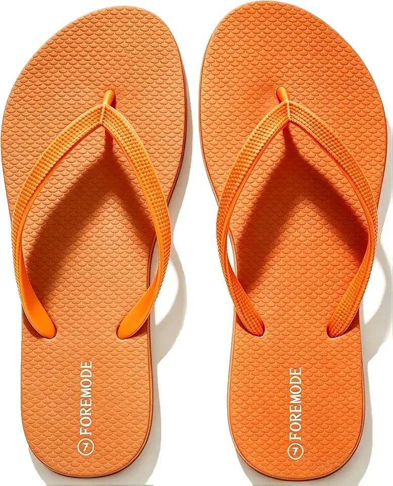 ForeMode Slim Flip Flops for Women Beach Rubber Shower Shoes Basic Thong Sandals Super Lightweight for Beach, Shower, and Everyday Wear